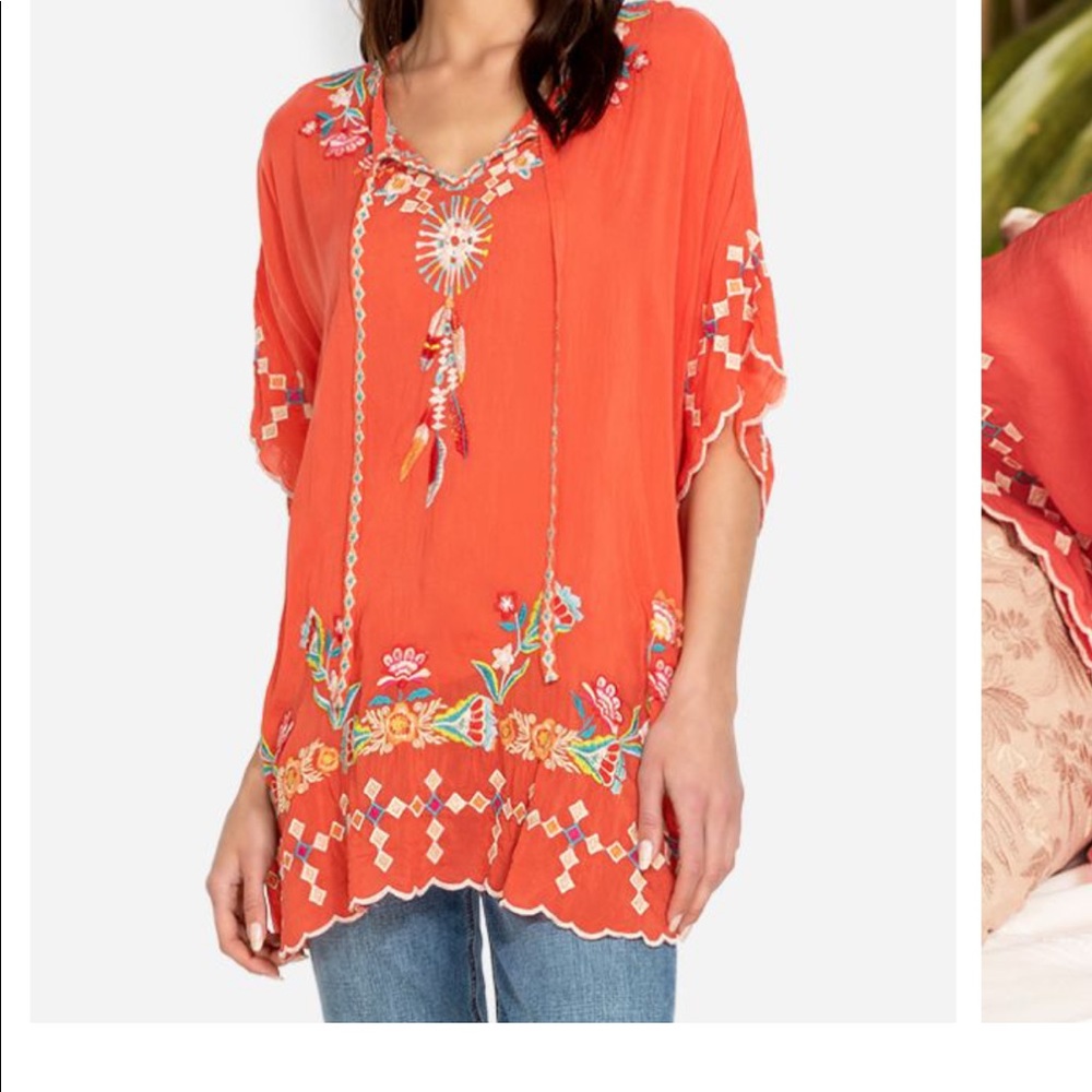 Johnny Was Red Embroidered Tunic
